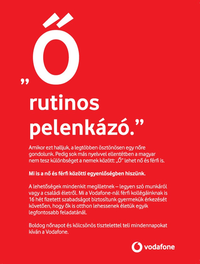 16 hetes fizetett szülési szabadság jár az apáknak is a Vodafone-nál