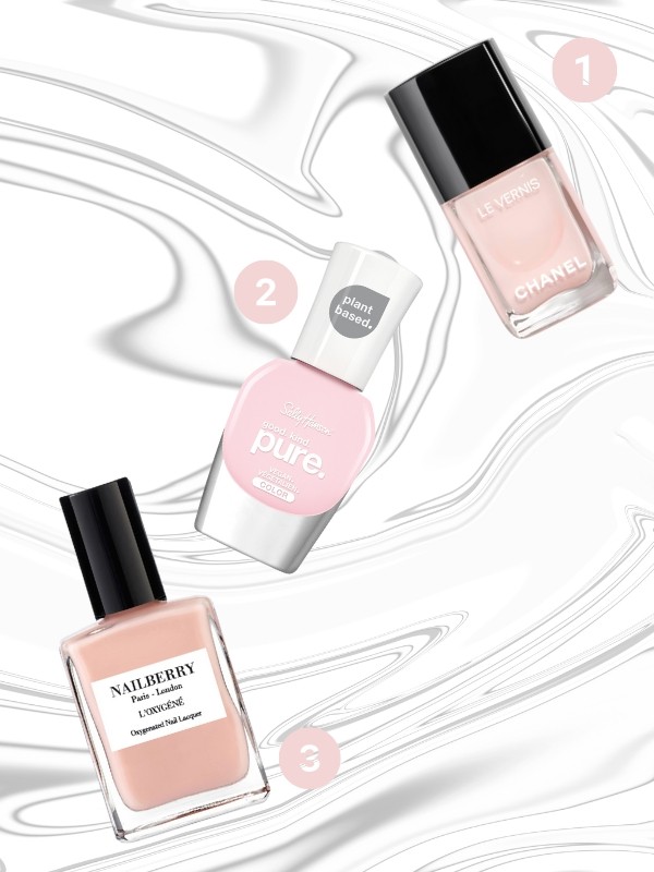 1. Le Vernis körömlakk (Ballerina) CHANEL BEAUTY - chanel.com 2. Pure körömlakk (Pink Moon) SALLY HANSEN 2699 Ft 3. Lélegző körömlakk (A Touch Of Powder) NAILBERRY 7990 Ft - naturalskin.hu