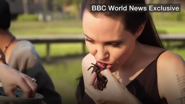 Fúj!! Angelina Jolie és gyermekei skorpiókat, tücsköket és tarantulákat falatoznak!
