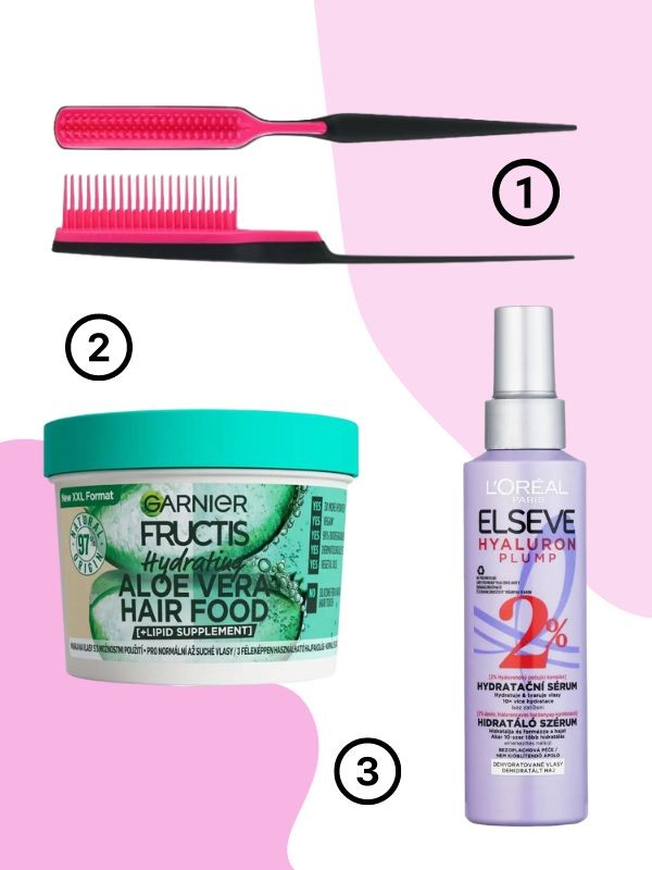 1. Tupírfésű (fekete/pink) TANGLE TEEZER 4599 Ft a Rossmann üzleteiben és online, GLAMOUR-napok kuponnal, 20% kedvezménnyel 3679,2 Ft 2. Fructis Hair Food Aloe Vera hajpakolás GARNIER 2399 Ft/400 ml (5,99 Ft/1 ml) a Rossmann üzletiben és online, GLAMOUR-kuponnal, 30% kedvezménnyel 1679,31 Ft (4,19 Ft/1 ml) 3. Elseve Hyaluron Leave In hajszérum L'OREAL 2299 Ft/150 ml (15,32 Ft/1 ml)  Rossmann üzelteiben és online, GLAMOUR-kuponnal 30% kedvezménnyel 1609,31 Ft (10,72 Ft/1 ml)