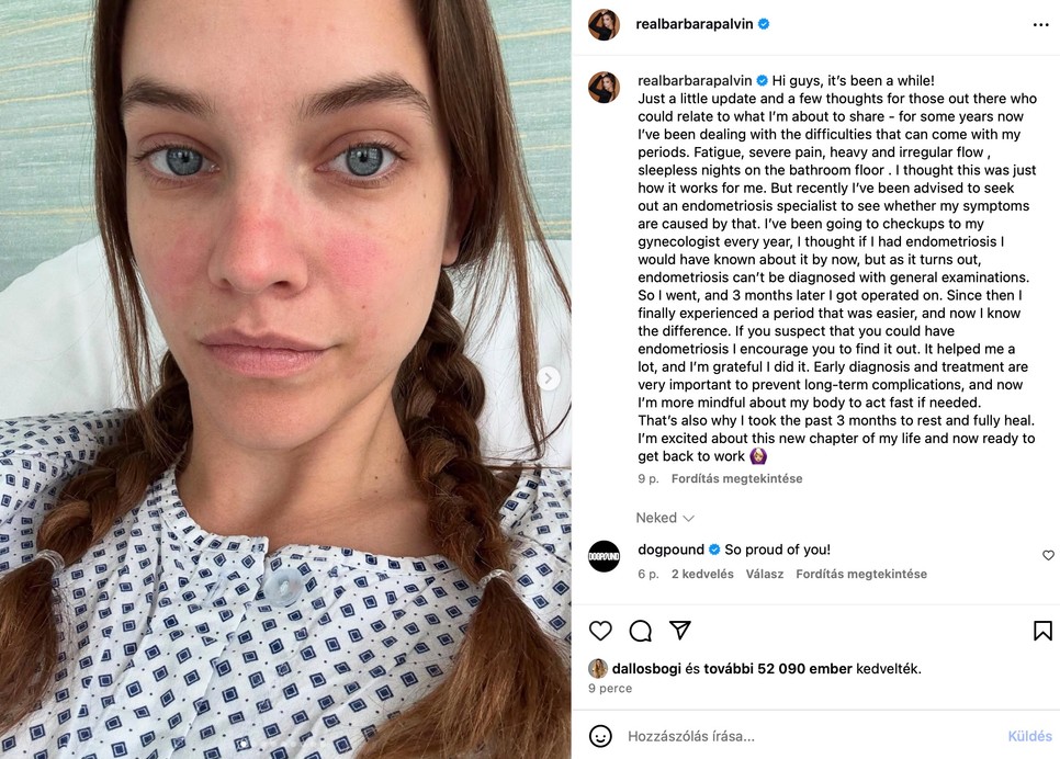 Palvin Barbara kórházba került, endometrziózissal műtötték