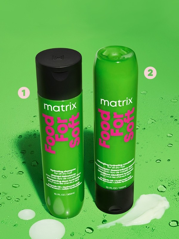 1. Food For Soft sampon MATRIX 4290 Ft/300 ml (14,3 Ft/1 ml) 2. Food For Soft balzsam MATRIX 4290 Ft/300 ml (14,3 Ft/1 ml)