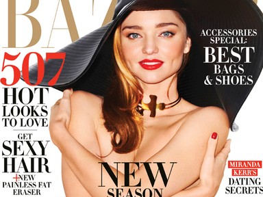 Miranda Kerr félmeztelenül a Harper´s Bazaar címlapján