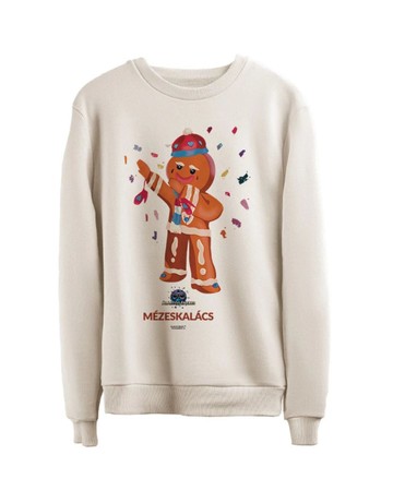 ÁLARCOS ÉNEKES UNISEX FEHÉR KEREKNYAKÚ PULÓVER - MÉZESKALÁCS