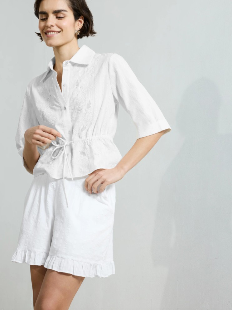 FRENCH CONNECTION - Barnet pamut csíkos rövidnadrág, Barnet pamut csíkos hímzett ing