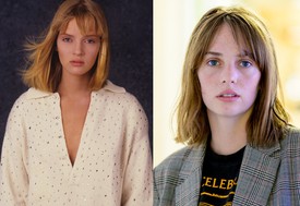 Uma Thurman a 80-as években és lánya, Maya Hawke 2019-ben