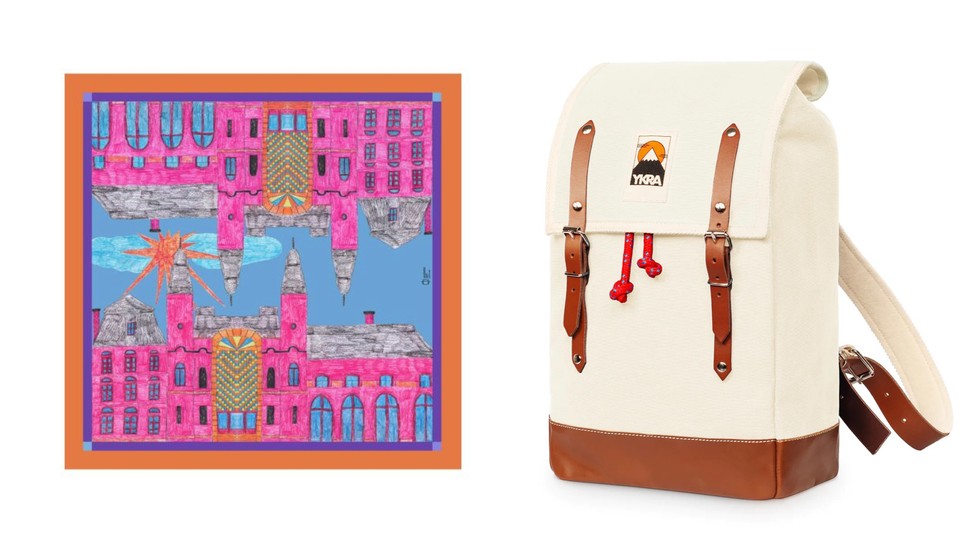 Pink Palace hernyóselyem kendő, a kendőt Vass Tamás autista fiatal grafikája alapján álmodta meg Varga Mónika. A termék megvásárlásával autista fiatalokat támogatsz. adsz. kapsz. segítesz! shop.autisticart.hu, Hátizsák YKRA - ykra.com