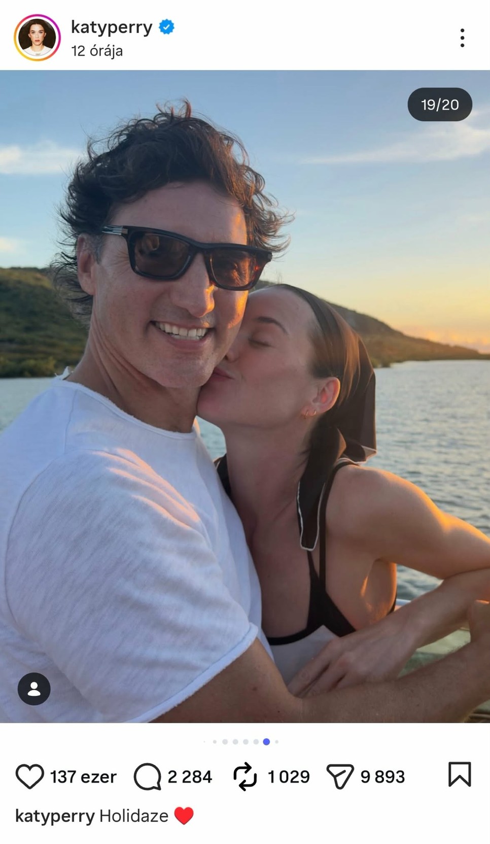 Katy Perry újabb közös fotót posztolt Justin Trudeau-val