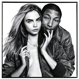 Cara Delevingne és Pharrell Williams a Vogue szeptemberi számához pózolnak közösen.