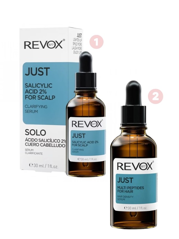 Just Salicylic Acid szérum fejbőrre REVOX 2999 Ft/30 ml 2. Just Multi Peptid szérum hajra REVOX 2999 Ft/30 ml