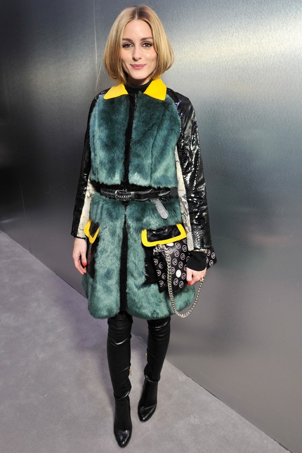 olivia palermo, dior, dior show, divatbemutató, hajszín, szőke, szőrme kabát