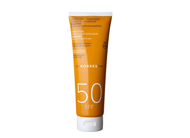 Korres Joghurtos naptej arcra és testre SPF 50 10100 Ft/250 ml