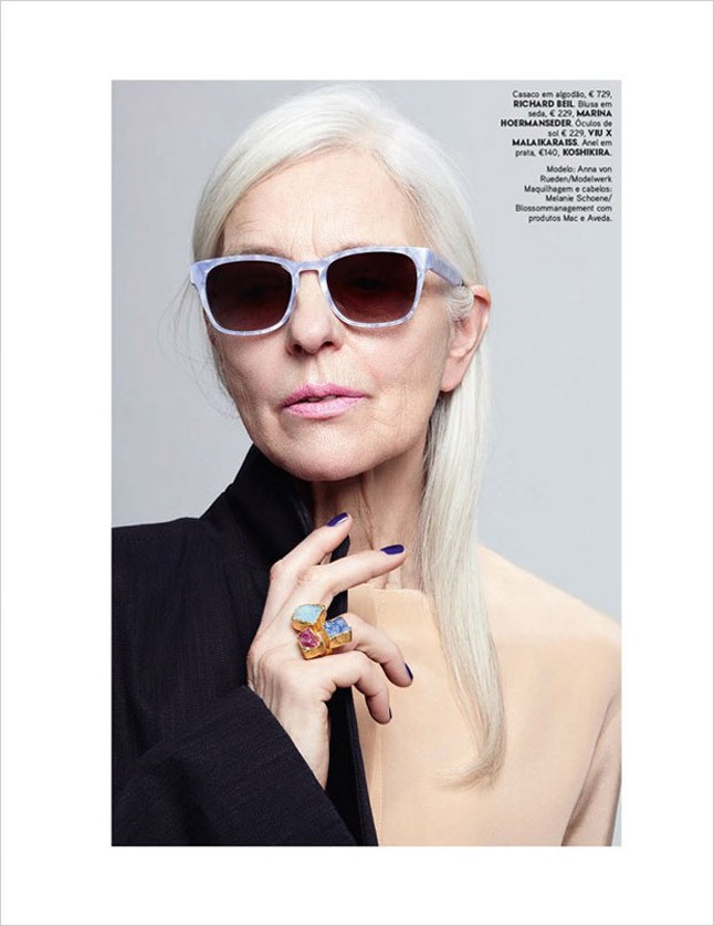 idős modell, vogue, anna von rueden, frauke fischer, divatanyag, 60 felett, nagymama