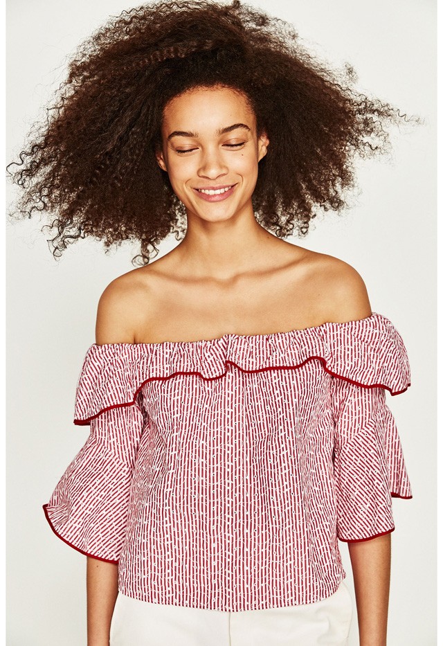 Piros-fehér felső ZARA 8995 Ft- zara.com