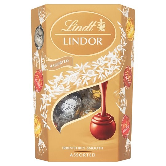 Tej-, fehér és étcsokoládé válogatás LINDT LINDOR ASSORTED 2299 Ft/200 g shop.lindt.hu
