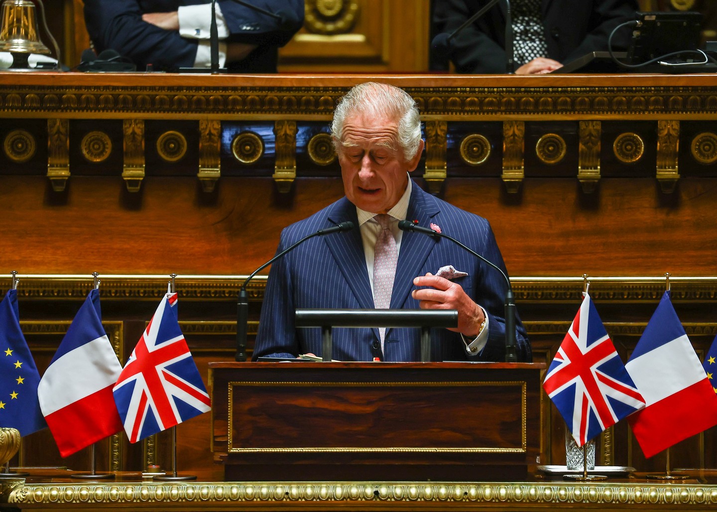 De nem feledkezett meg a fontos dolgokról sem. Beszédet mondott a francia nemzetgyűlés előtt.