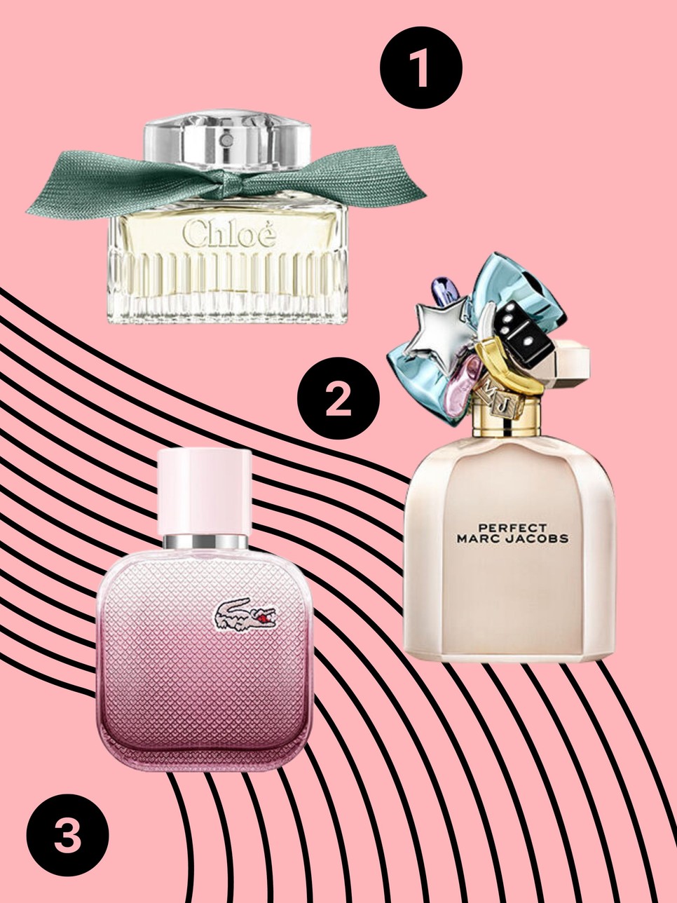 1. Signature Rose Naturelle Intense EDP CHLOÉ 45 790 Ft/50 ml (915,8 Ft/1ml) 2. Perfect Collector Limited Edition Edp MARC JACOBS 46 290 Ft/50ml (925,8 Ft/1 ml) 3. L.12.12. Eaux Intense Female EDT LACOSTE 19 790 Ft/ 35 ml (565,4 Ft/1 ml)