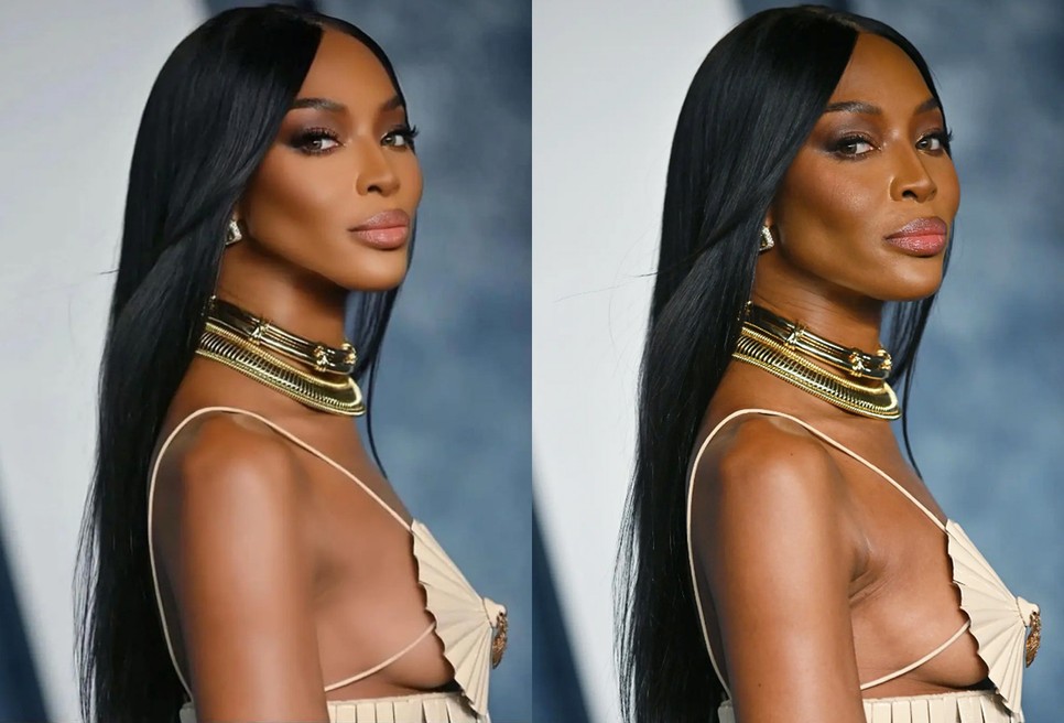 Naomi Campbell szerkesztett fotójának nyers változatát Chris Chew készítette – a szupermodell a retus nélkül is gyönyörű