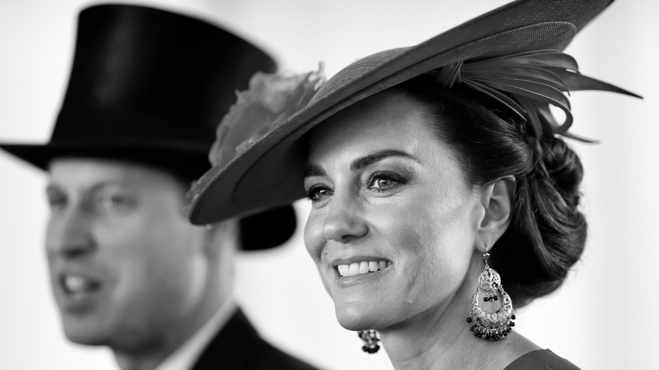 Katalin hercegné és Vilmos herceg 2023-ban a Royal Ascot lóverseny pénteki napján