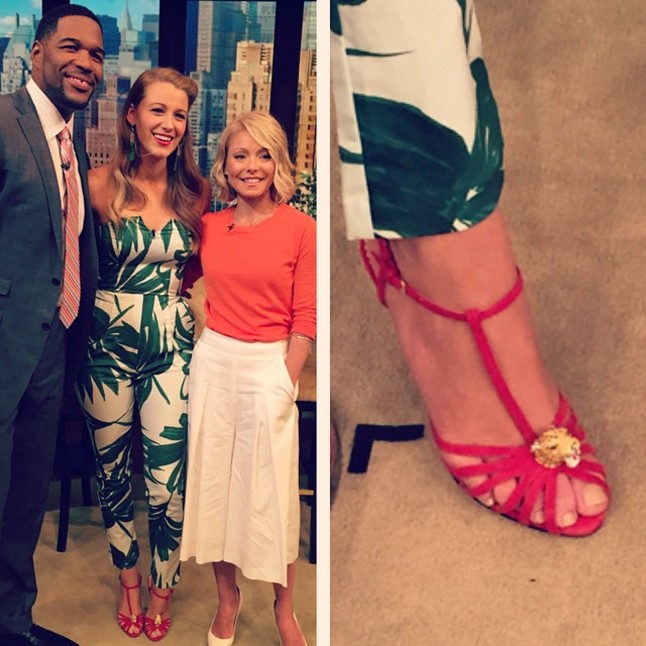 A napot a Live! With Kelly and Michael show vendégeként folytatta, ahol egy pálmaleveles overallt viselt a Preserve kínálatából.