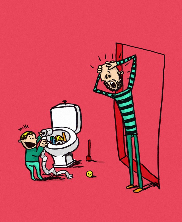 Zseniális! Egy apuka szülési szabadságra ment, rajzokon mutatja be, milyen is ez