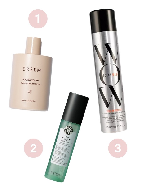 1. hajbalzsam CRÈEM 6100 Ft/300 ml (20,33 Ft/1 ml) 2. True Soft argán olaj MARIA NILA 7800 Ft/100 ml (78 Ft/1 ml) 3. Style On Steroids Performance Enhancing textúrázó spray COLOR WOW 10 900 Ft/262 ml (41,60 Ft)