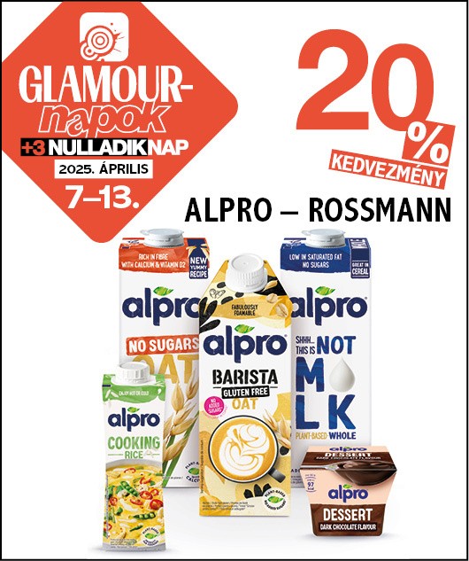 Alpro termékek, amelyekben számos vitamin megtalálható, GLAMOUR-napok alatt 20%-os kedvezménnyel vásárolhatod meg