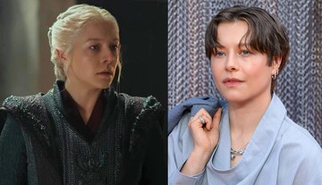 Rhaenyra Targaryen (Emma D'Arcy) – A Feketék királynője, akinek a sorozatbeli hosszú, platinaszőke parókája alatt egy ultra-modern, rövid frizura rejtőzik.