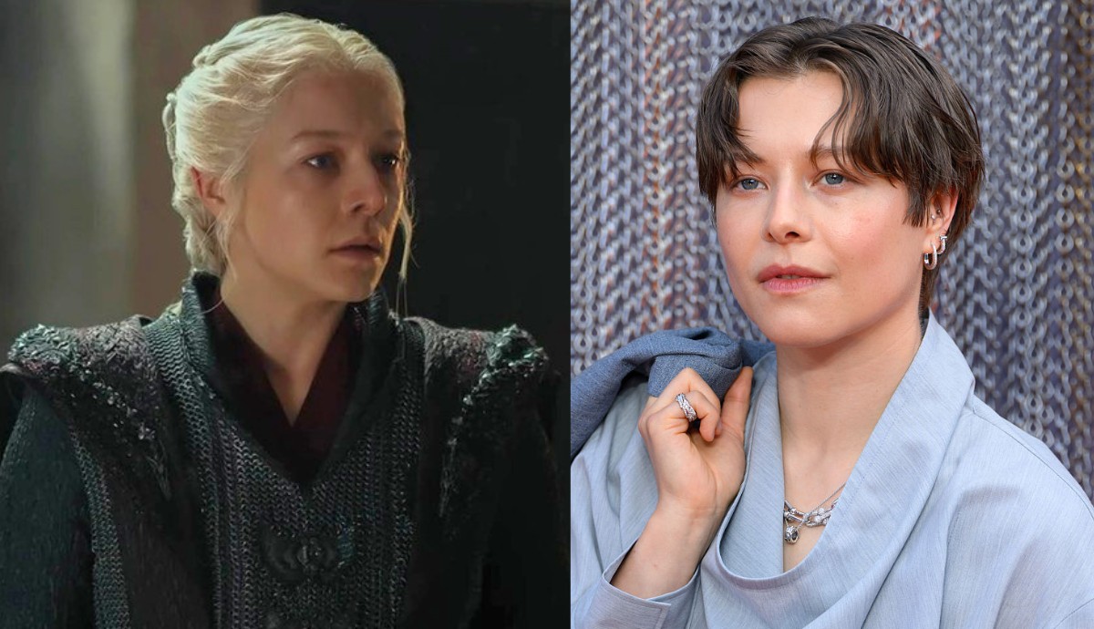 Rhaenyra Targaryen (Emma D'Arcy) – A Feketék királynője, akinek a sorozatbeli hosszú, platinaszőke parókája alatt egy ultra-modern, rövid frizura rejtőzik.