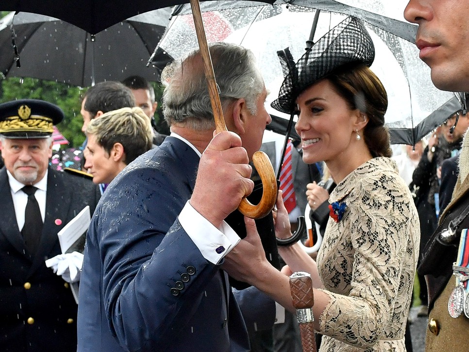 Prince Charles, Prince of Wales and Catherine, Duchess of Cambridge during the Commemoration of the Centenary of the Battle of the Somme at the Commonwealth War Graves Commission Thiepval Memorial on July 1, 2016 in Thiepval, France.