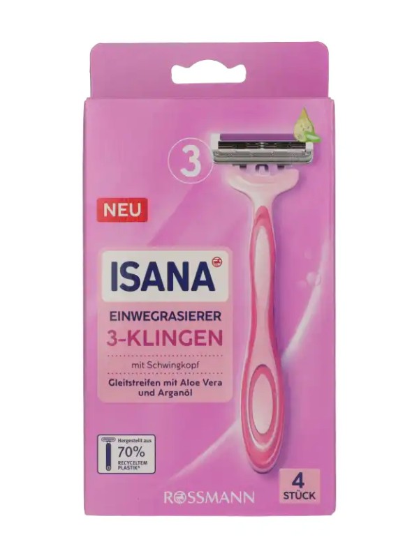 Női eldobható borotva 3 pengés ISANA 703 Ft/4 db 