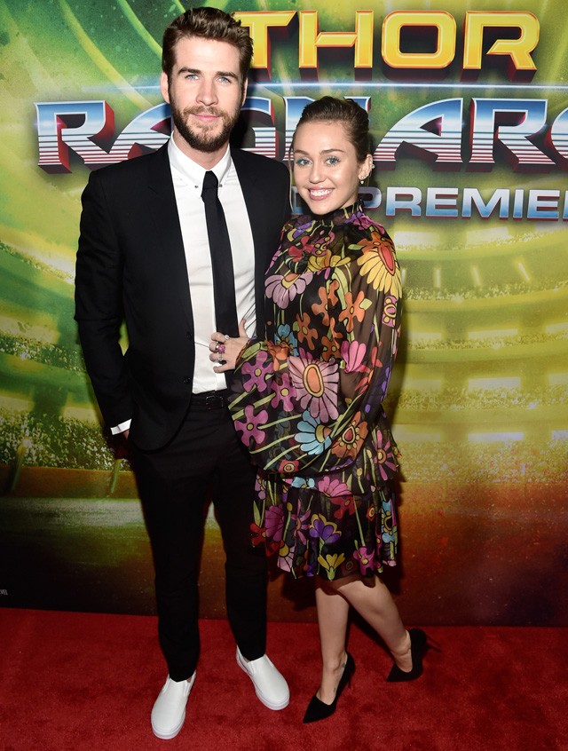 Miley Cyrus és Liam Hemsworth a Thor premierjén