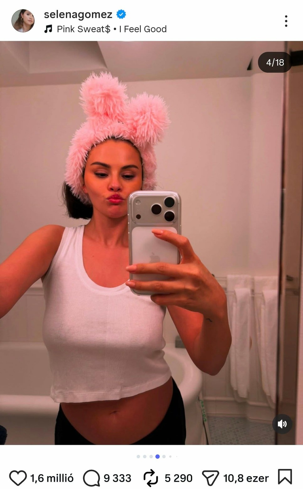 Selena Gomez melltartó nélküli, bátor tükörszelfije