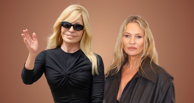 Megérkezett Donatella Versace utolsó kollekciója: Kate Moss aligruhában pózol a kampányban