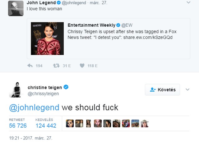 ˝Szexelnünk kellene˝- Chrissy Teigen megmutatja, hogy kell flörtölni