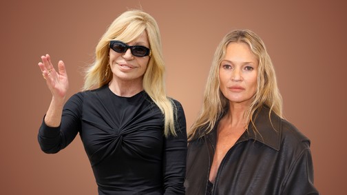 Megérkezett Donatella Versace utolsó kollekciója: Kate Moss aligruhában pózol a kampányban