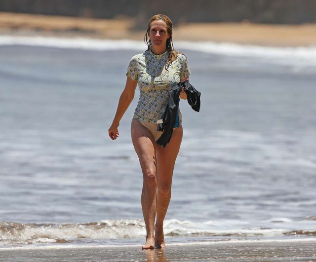 julia roberts, fürdőruha, bikini, strand, stranddivat