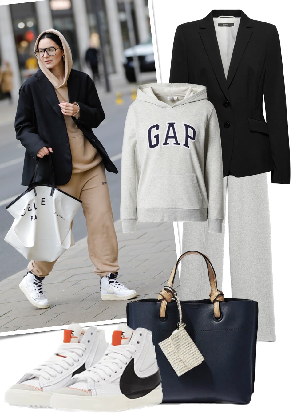 A fekete blézer a sportos szettedet is vagányabbá teszi.