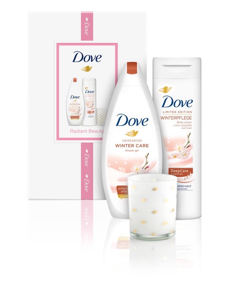 Dove Winter Care ajándékcsomag illatgyertyával 1899 Ft