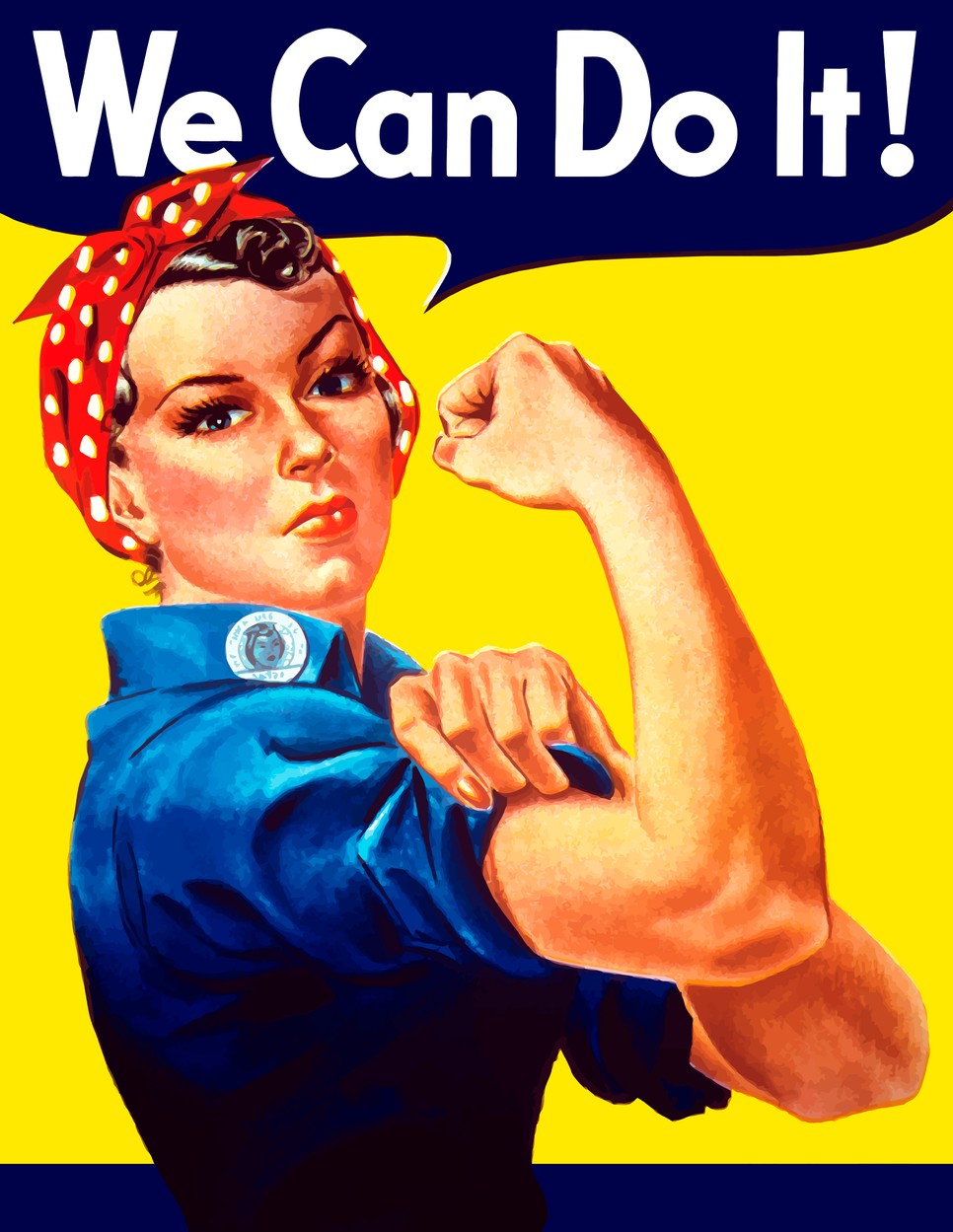 Klasszikus kék munkaruha Rosie the Riveter poszterén. "We Can Do It!" 