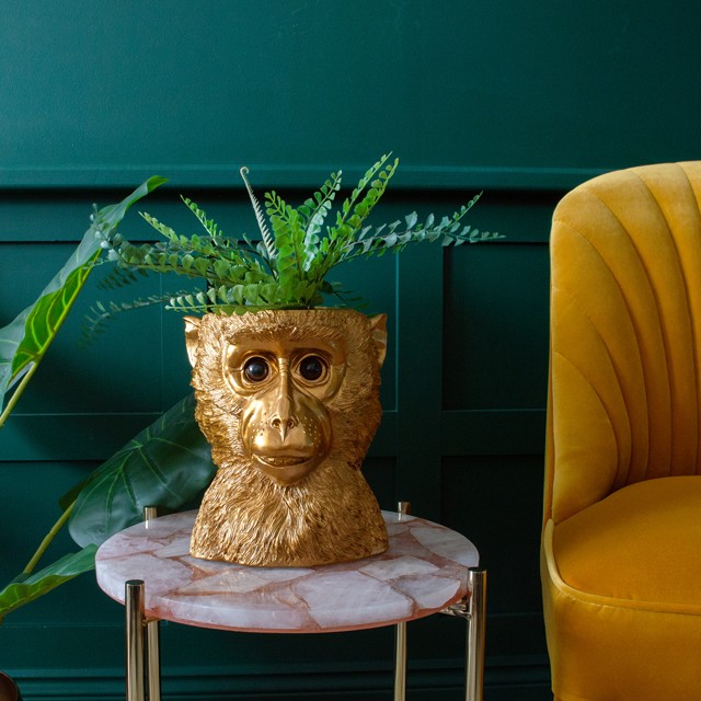 AUDENZA, aranyozott majomfej kaspó 39.95 font