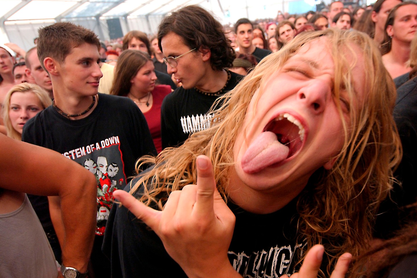 A Sziget Fesztiválon minden évben több százezren vesznek részt a világ minden tájáról. (2003)