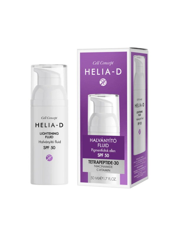 Cell Concept Halványító fluid SPF 50 HELIA-D 4999 Ft/50 ml - Halványítja a foltokat és segít egységesíti a bőrtónust. GLAMOUR-napok Summer Week kuponnal 20–40% kedvezmény jár a megjelölt termékekre a Helia-D webáruházban!