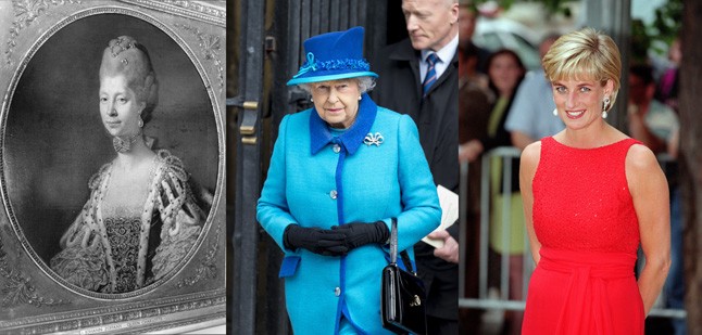 Charlotte királynő, Erzsébet királynő és Diana hercegnő