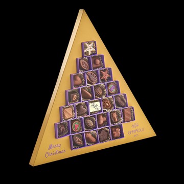 Adventi naptár 25 darabos speciális csokoládé válogatás GHRAOUI ghraouichocolate.com