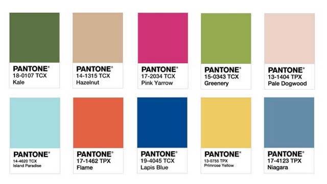 2017 színskálája a Pantone szerint