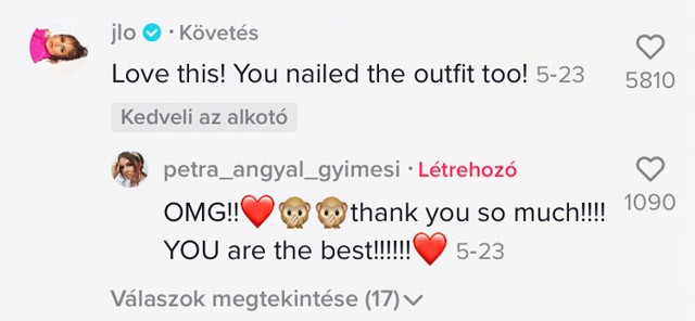 Őrület: Jennifer Lopez egy monori lánynak üzent Tiktokon