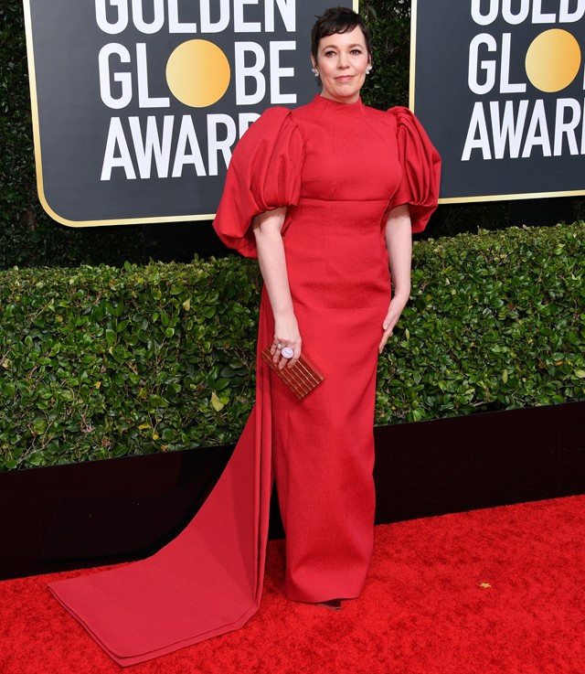 Olivia Coleman a Golden Globe vörös szőnyegén