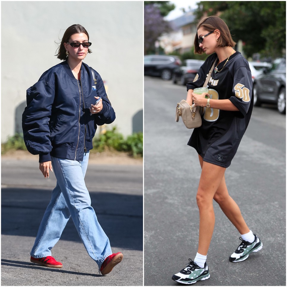 Hailey Bieber már egy ideje a színes tornacipőre voksol.