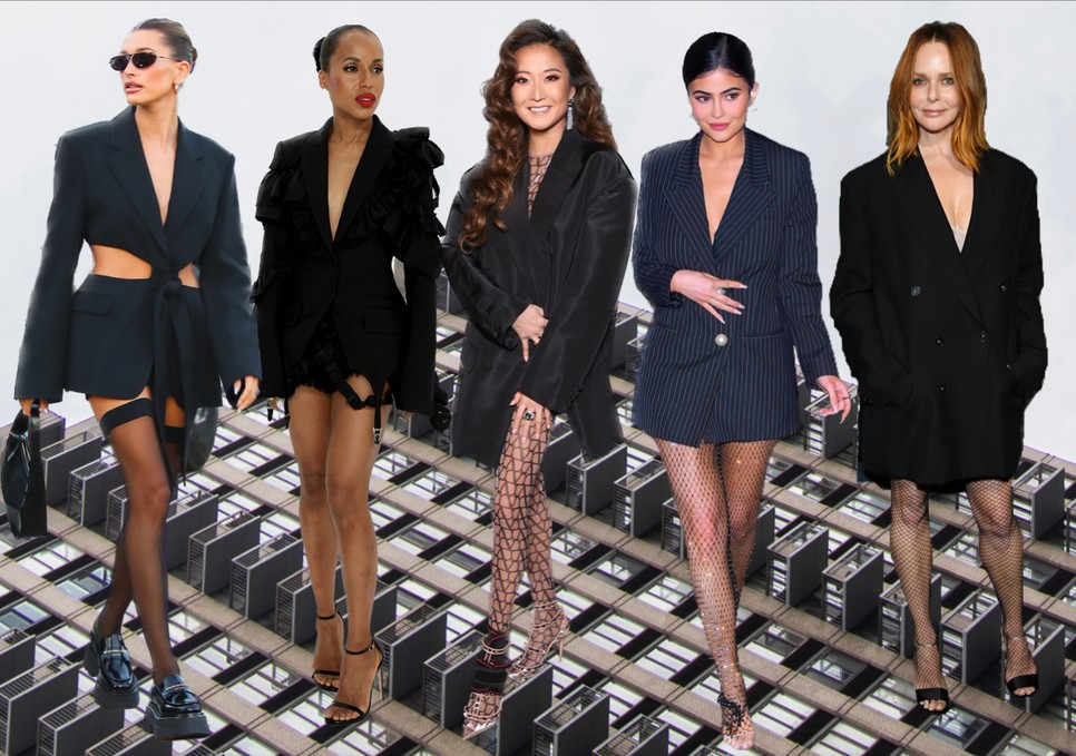 A fekete blézer ruhaként is sexi.